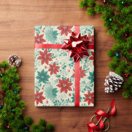 Papel De Presente Flor de Natal clássica e elegante