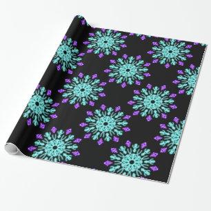 Papel De Presente Flor de néon roxa e turquesa