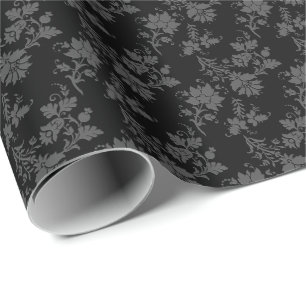 Papel De Presente Flor de Noite Gótica Preta