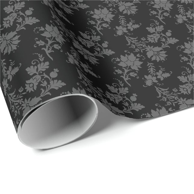 Papel De Presente Flor de Noite Gótica Preta (Ponta do rolo)