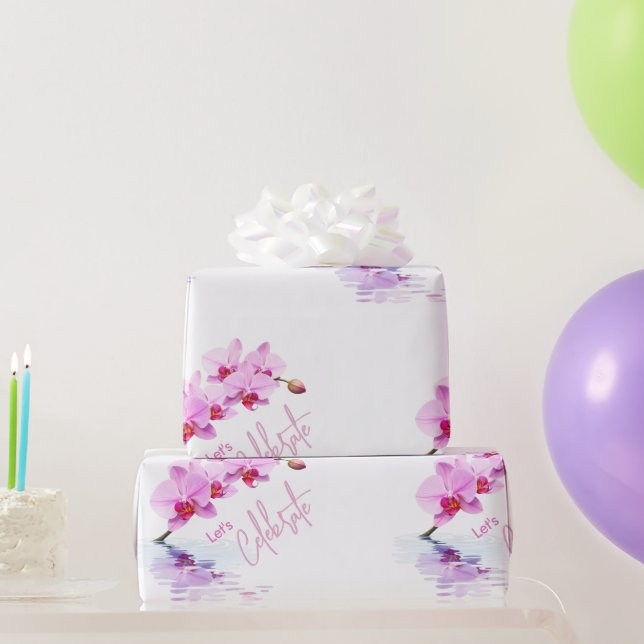 Papel De Presente Flor de Orquídea Selvagem Blossomo Aniversário / P (Presentes para festas)