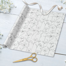Flor de Papoula Preta e Branca Floral Minimalista
