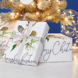 Papel De Presente Flor de Pointsettia do Pássaro Picado de Cana-de-Á