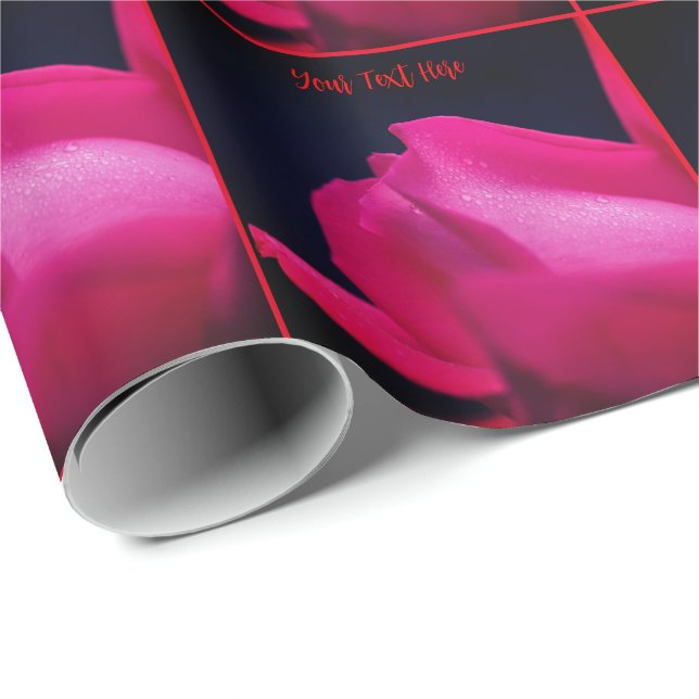 Papel De Presente Flor de Rosa vermelha Elegante Personalizado (Ponta do rolo)