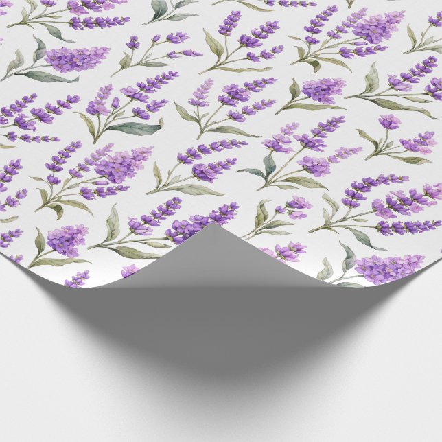 Papel De Presente Flor de Salvia Roxa Lavanda Verde (Ponta)