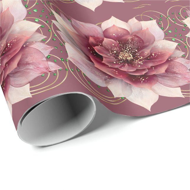 Papel De Presente Flor de Sonho Borgonha (Ponta do rolo)
