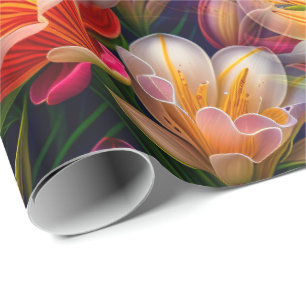Papel De Presente Flor Fantasique Único