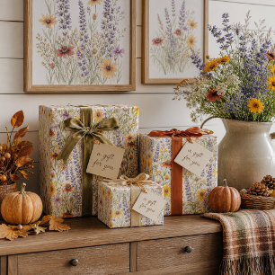 Papel De Presente Flor Floral Botânica de Flor Silvestre Rústica de