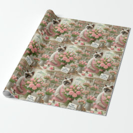 Papel De Presente Flor Florista de Gato para Dia de as mães