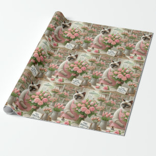 Papel De Presente Flor Florista de Gato para Dia de as mães