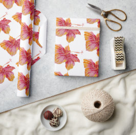 Papel De Presente Flor Hibiscus Havaiana