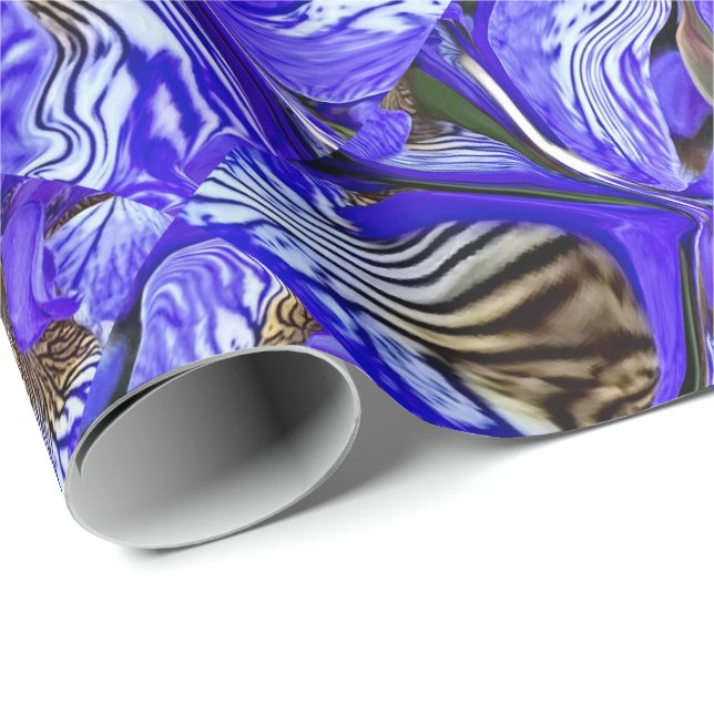 Papel De Presente Flor Íris Roxo/Inclinado/Com Teles / (Ponta do rolo)