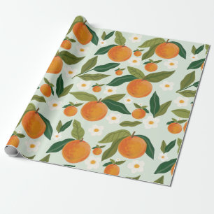Papel De Presente Flor Laranja Citrus Clementine