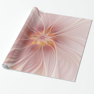 Papel De Presente Flor moderna do abstrato floral cor-de-rosa macio