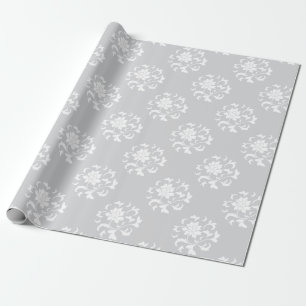 Papel De Presente Flor Oriental - Padrão Circular Prateado