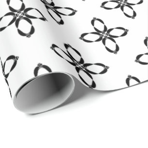 Papel De Presente Flor Pinguim Preto e Branco