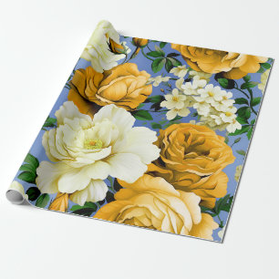 Papel De Presente Flor Rosa Amarelo Grande