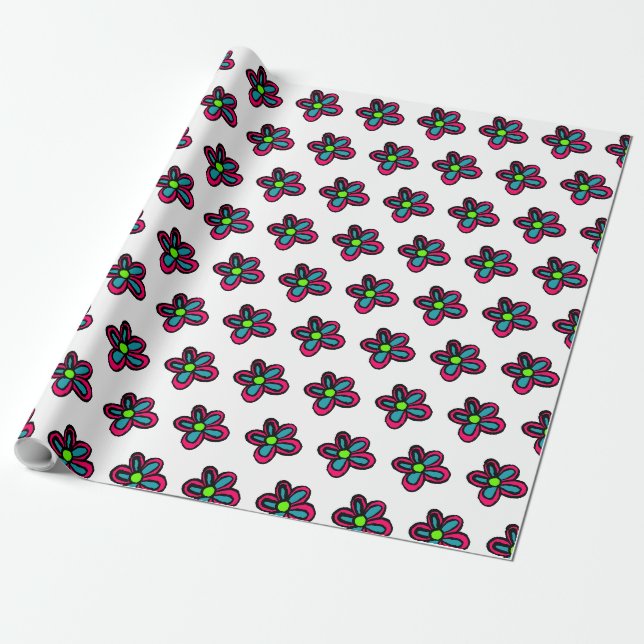 Papel De Presente Flor Rosa Fofo (Desenrolado)