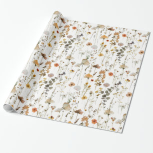 Papel De Presente Flor Silvestre Boho