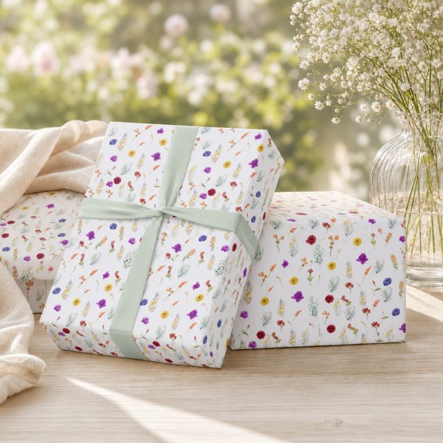 Papel De Presente Flor Silvestre Colorida (Floral Wrapping Paper)