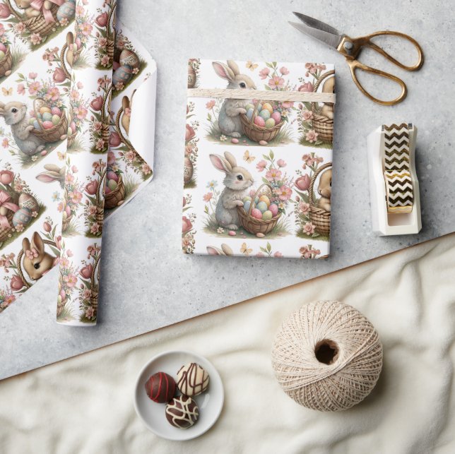 Papel De Presente Flor silvestre de páscoa de coelho (Artesanato)