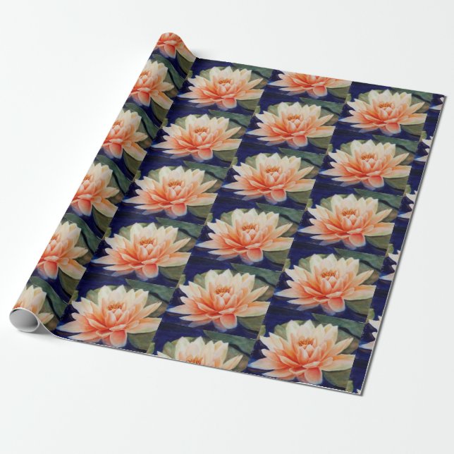 Papel De Presente Flor Waterlily Laranja (Desenrolado)