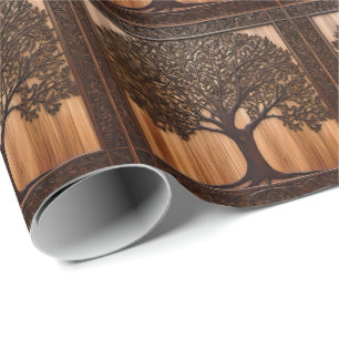 Papel De Presente Flora Australiana: Impressão de madeira de árvores