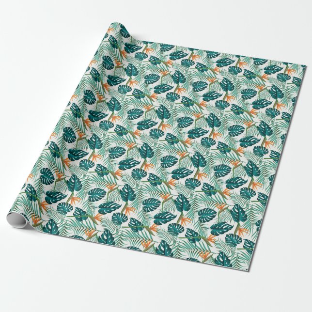 Papel De Presente Flora Tropical: Design Floral sem Sevas (Desenrolado)
