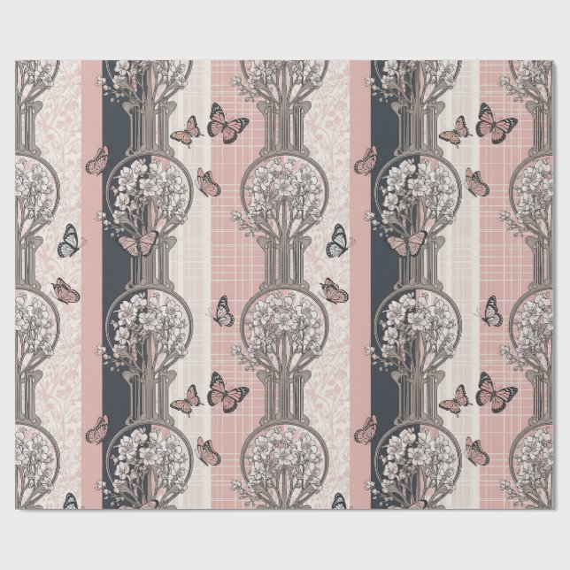 Papel De Presente Floração de Borboleta Elegante (5) (Aberto)