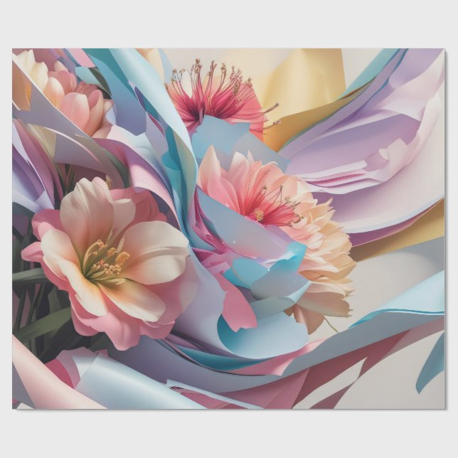 Papel De Presente Floração Pastel Giratória (Aberto)