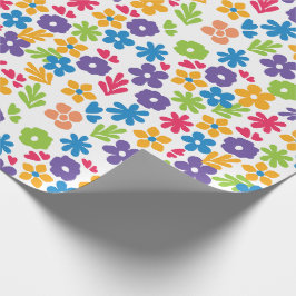 Papel De Presente Florais Abstrato coloridos