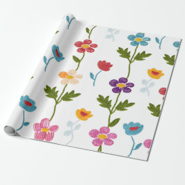 Papel De Presente Florais Botânicos Coloridos Naturais Mínimos Feito