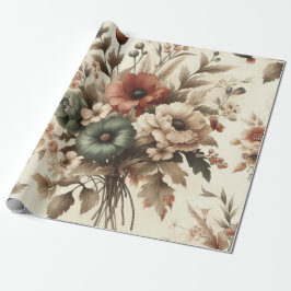 Papel De Presente Florais De Outono Elegante De Aquarelas Botânicas
