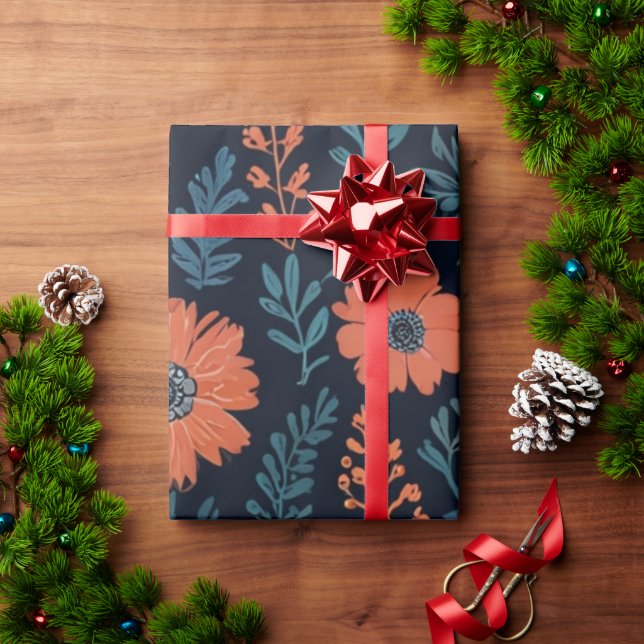 Papel De Presente Florais Elegantes (Presente de Natal)