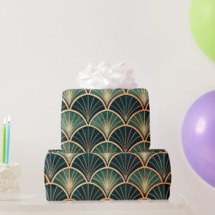 Papel De Presente Florais Islâmicas Elegantes Verde Preto Dourado Ar