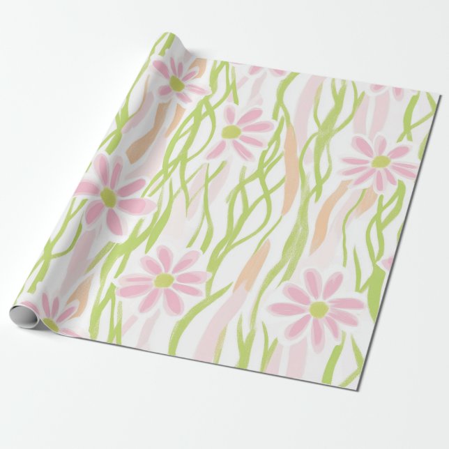 Papel De Presente Florais Pastéis Retrô (8) (Desenrolado)