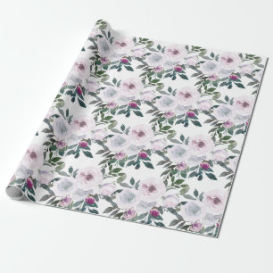 Papel De Presente Florais Românticas de Primavera   Aquarela