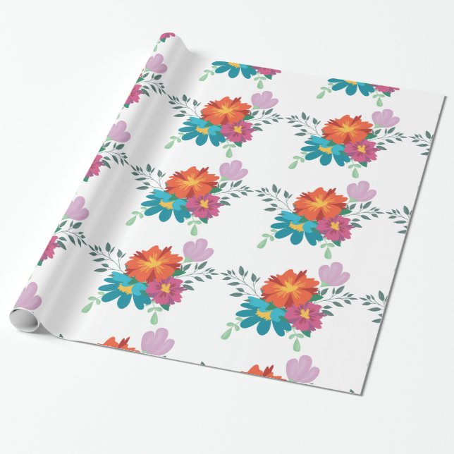Papel De Presente Florais Rústicos Elegantes Vermelho Burgundy Marsa (Desenrolado)