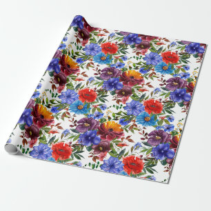 Papel De Presente Floral Água-cor Colorida