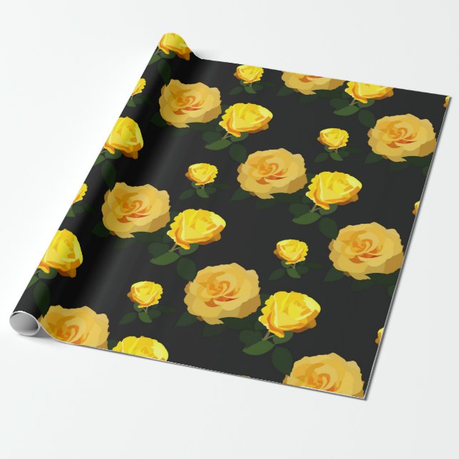 Papel De Presente floral amarelo tenente (Desenrolado)