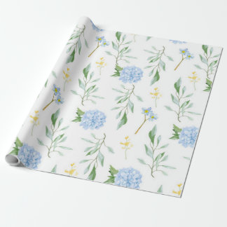 Papel De Presente Floral Azul