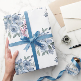Papel De Presente Floral Azul Elegante
