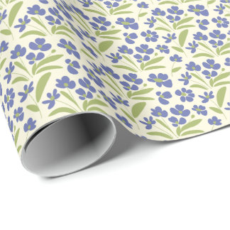 Papel De Presente Floral Azul Orgânico Fluente Verde Na Nata 0111A