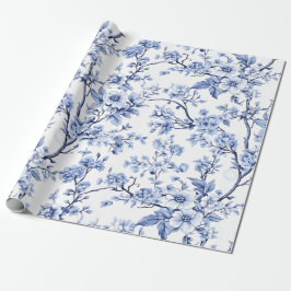 Papel De Presente Floral Azul-Vintage francês elegante