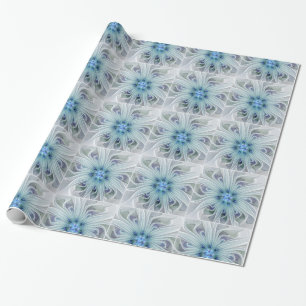 Papel De Presente Floral Beauty Abstrato Modern Blue Pastel Flower