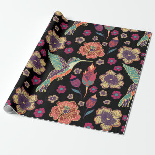 Papel De Presente Floral Bird Design Trabalho de arte inspirado na
