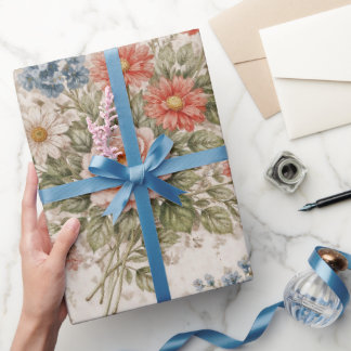 Papel De Presente Floral Blush Garden Heirloom Pattern