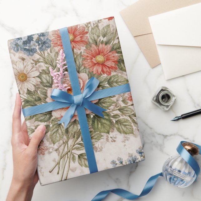 Papel De Presente Floral Blush Garden Heirloom Pattern (Presentear)