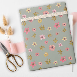 Papel De Presente Floral bonito Florthday, Flores de Cuta Femininas