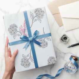 Papel De Presente Floral Botânica Atemporal Cinza Suave